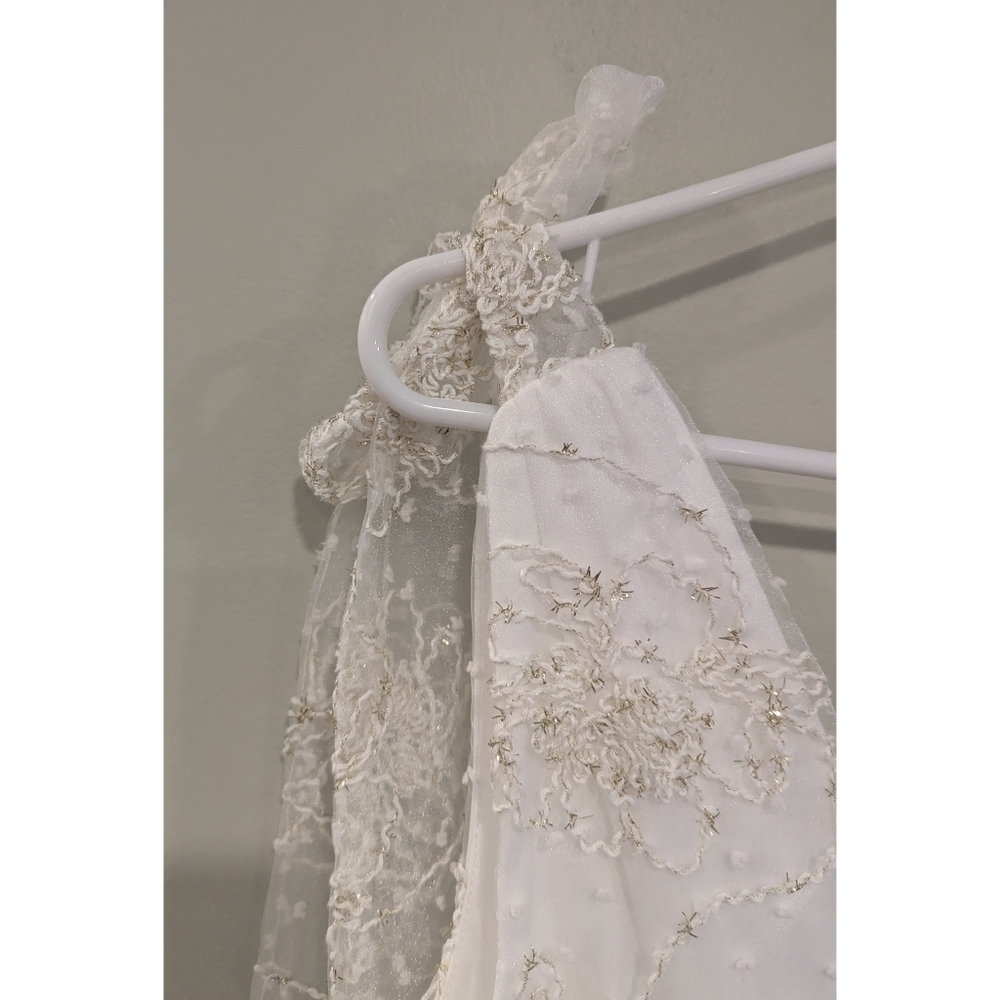 Lulu's Forever Endearing Embroidered Swiss Dot White and Gold Dress Size Small - Picture 5 of 8